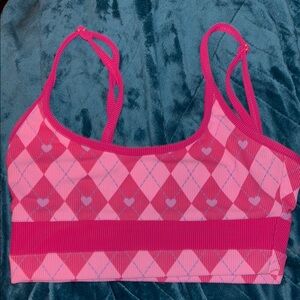 Beach Riot Pink Crop Top with Geometric Pattern